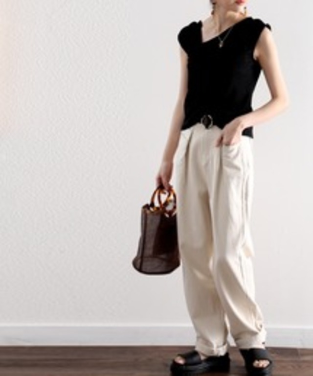 ウエストタックハイウエストデニム＆チノパンツ