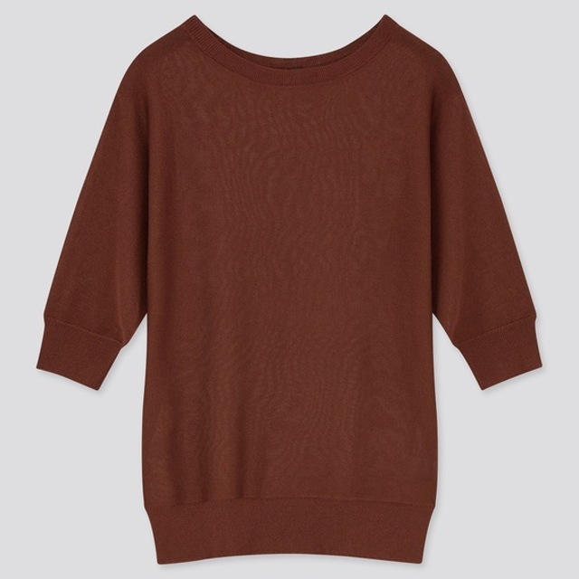 ライトシアーボートネックセーター（5分袖）