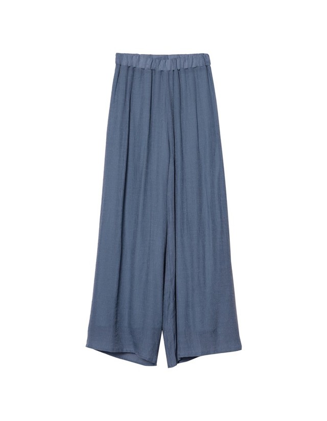 スラブ楊柳ドロストセミワイドストレートパンツ