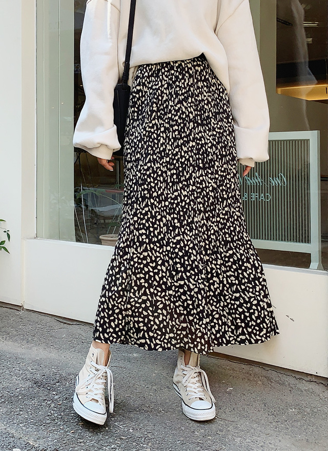 プリーツレオパードスカート