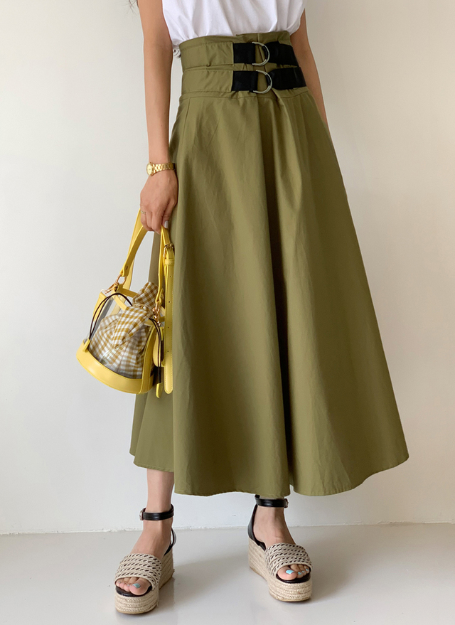 ダブルベルトフレアスカート