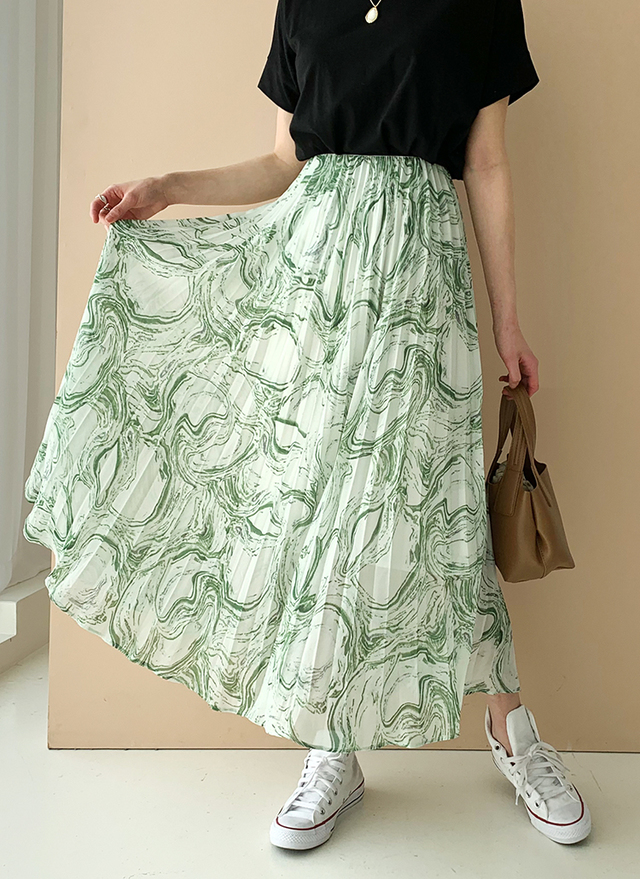 マーブリングプリーツスカート