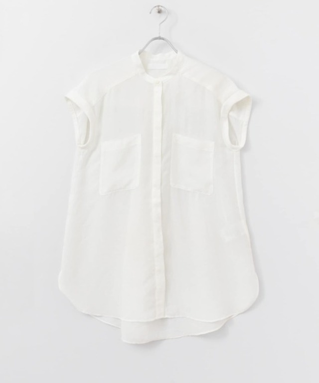 フレンチスリーブバンドカラーシャツ