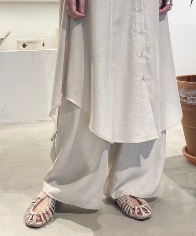 スラブジョーゼットロングワイドパンツ