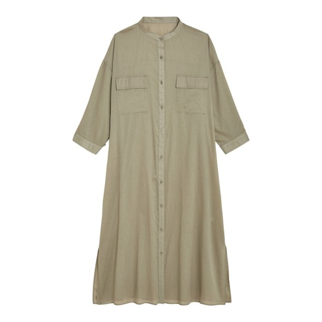 シアーバンドカラーワンピース(7分袖)