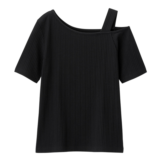 ワンショルダーカットアウトT