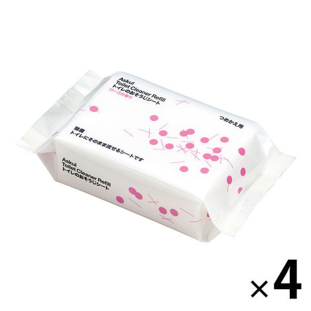 アスクル トイレのおそうじシート ローズの香り 詰替用 1セット（4個）
