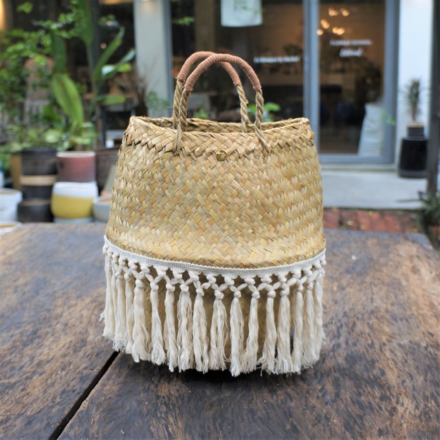 カゴバッグタッセルリボン