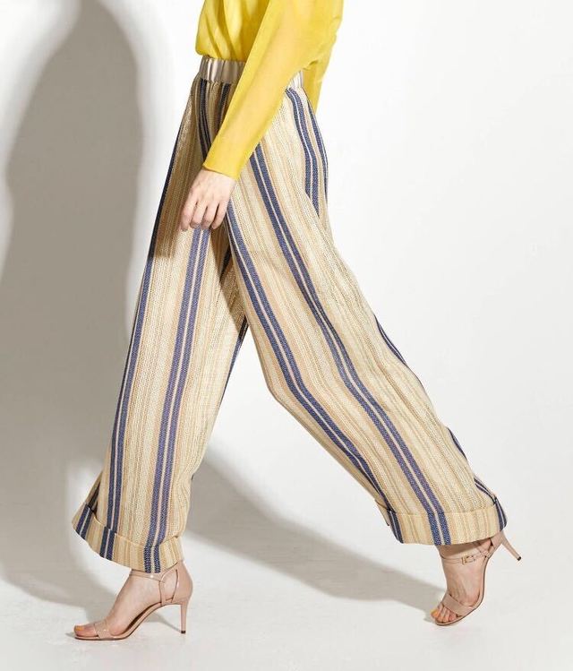 Stripe sheer wide pants【Beige】