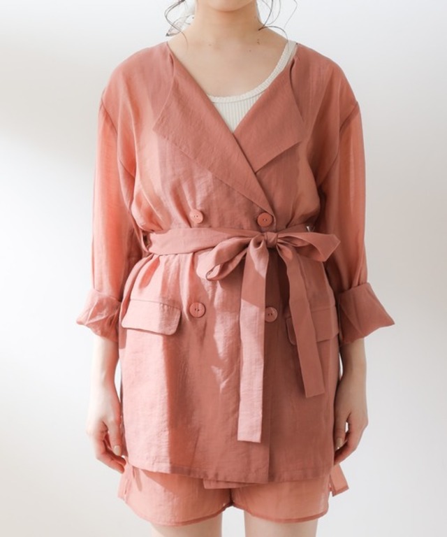 シースルーダブルボタンシャツジャケット