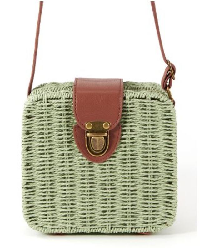 配色スクエアカゴショルダーバッグ