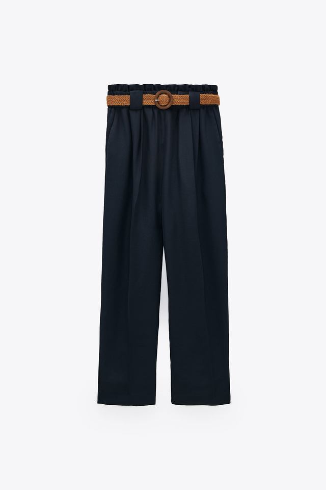 ラフィアベルト付きパンツ