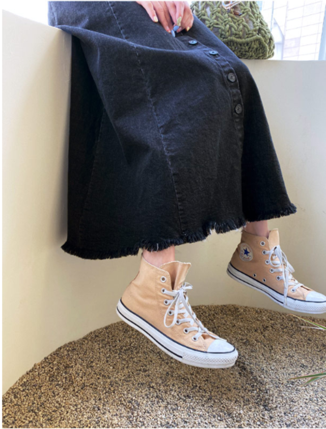 ボタンスリーブレスワンピース