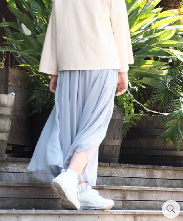 シフォンロングフレアスカート