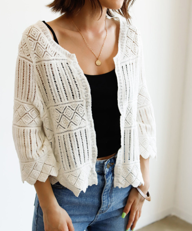 デザイン編みカーディガン