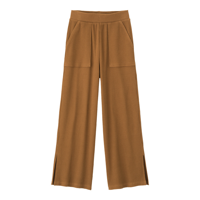 リブスリットワイドパンツ