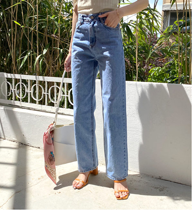 ワイドストレートデニムパンツ