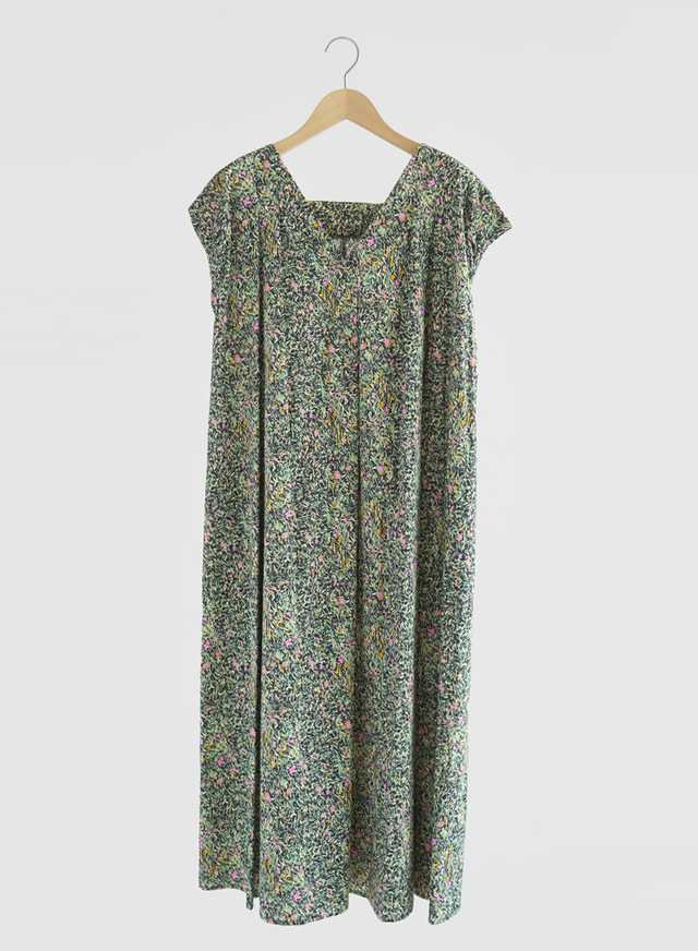 Flower pattern flare onepiece