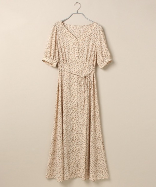 フラワー5分袖マキシワンピース