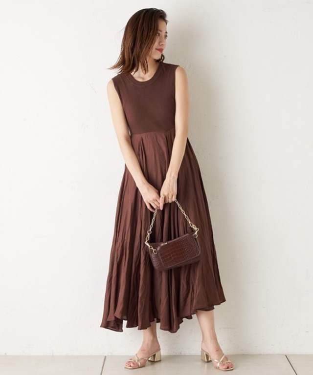 【WEB限定】リブニットドッキングワンピース