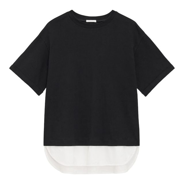 布帛コンビネーションレイヤードプルオーバー(5分袖)Q