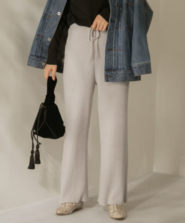 【WEB限定】モールヤーンリブワイドパンツ