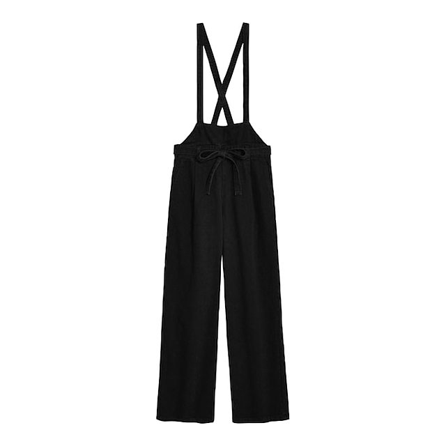 デニムサロペットストレートパンツ