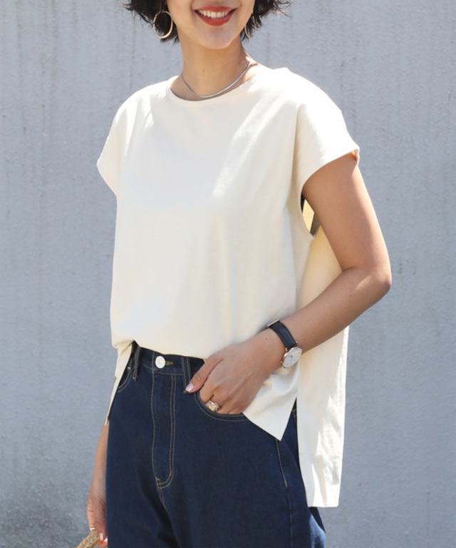 フレンチスリーブ ボートネックバスクＴシャツ