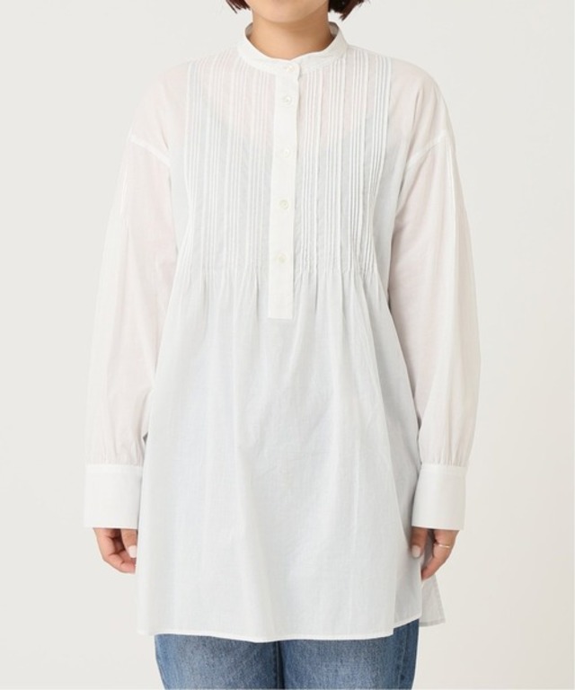 コードローンピンタックロングシャツ