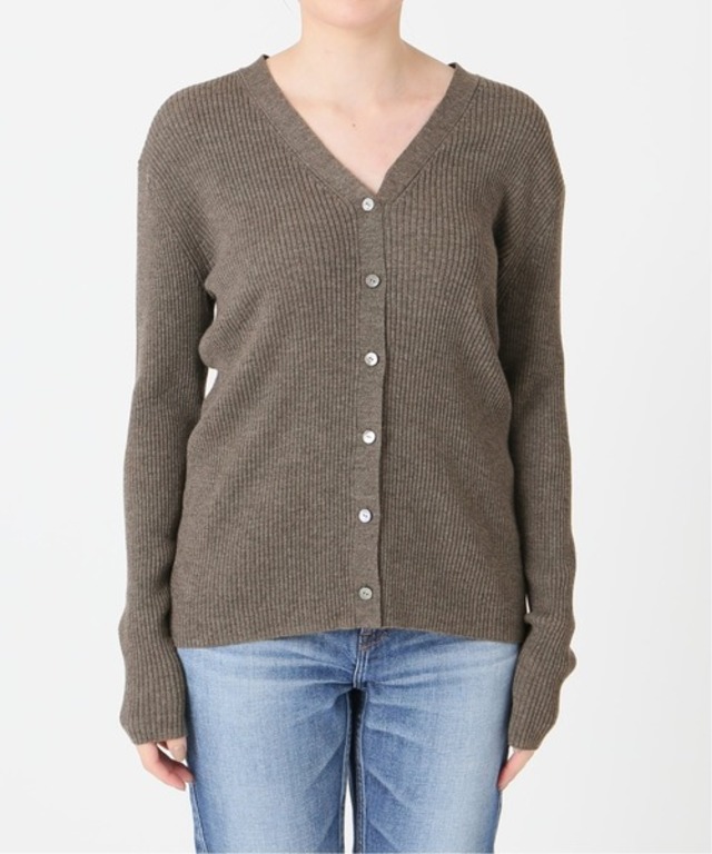 3×3リブVネックカーディガン