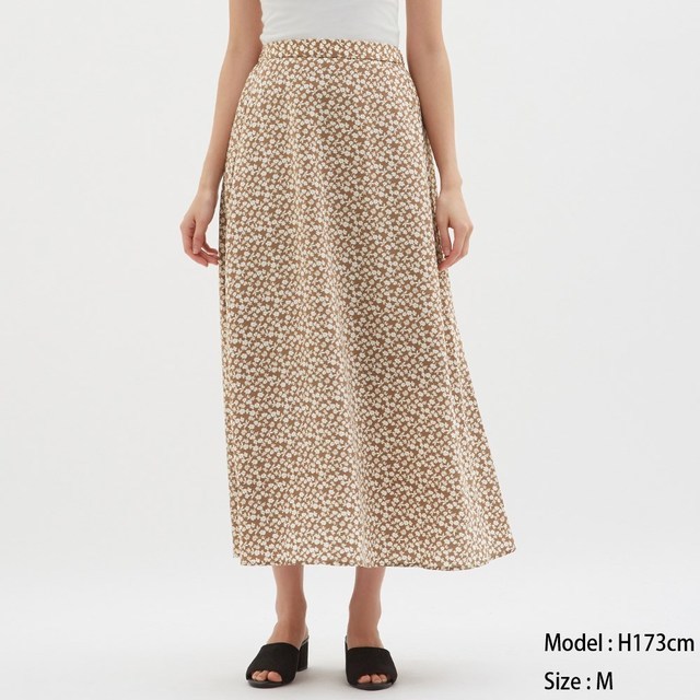 フラワープリントフレアロングスカート