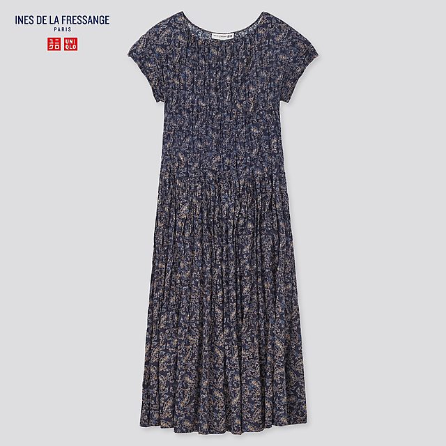 ツイストプリーツワンピース（半袖・ペイズリー）