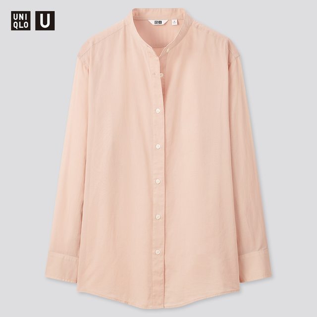 シアーバンドカラーシャツ