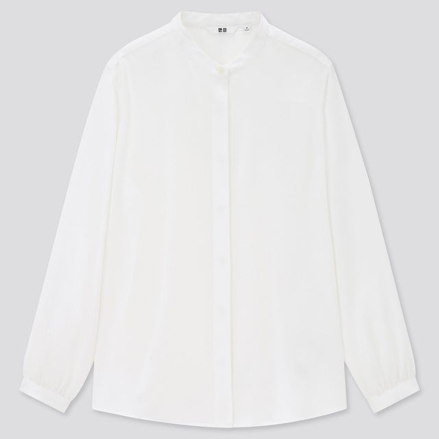 レーヨンバンドカラーブラウス