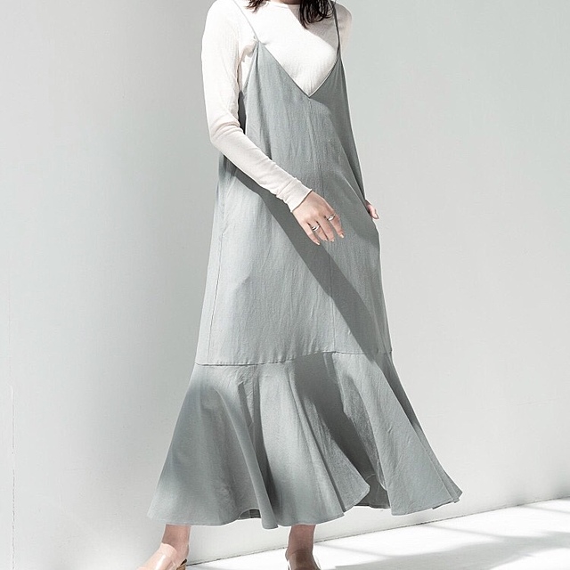 ウォッシャブルリネンブレンドキャミワンピース