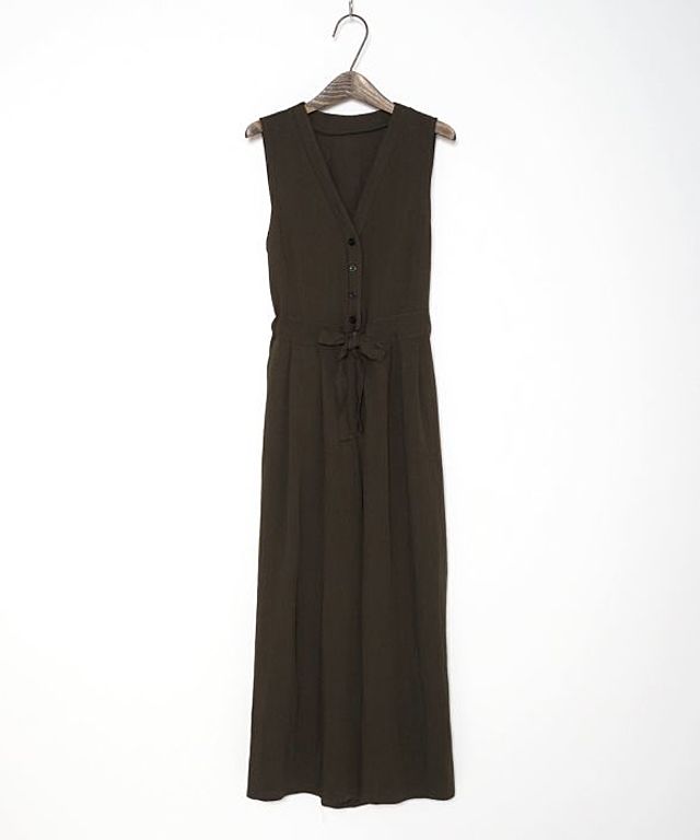 Vネックリボンサロペット