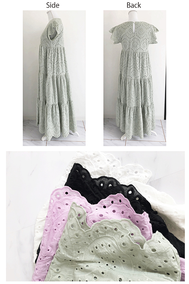 スカラップレースティアードワンピース kbm118