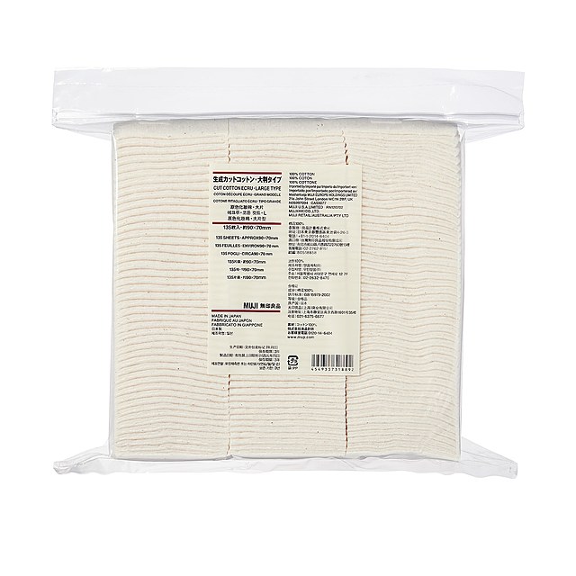 生成カットコットン・大判タイプ １３５枚入・約９０ｘ７０ｍｍ