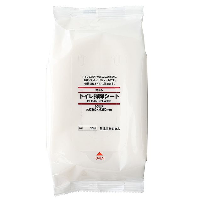 流せるトイレ掃除シート ２０枚入・約縦１６０×横２５０ｍｍ