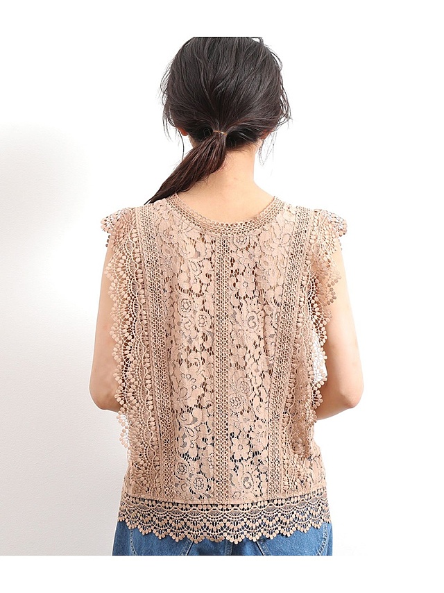 キャミソール付レースブラウス