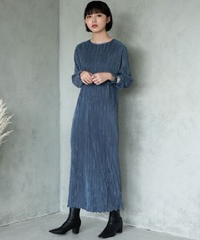 【前後2WAY】ミニプリーツロングスリーブワンピース