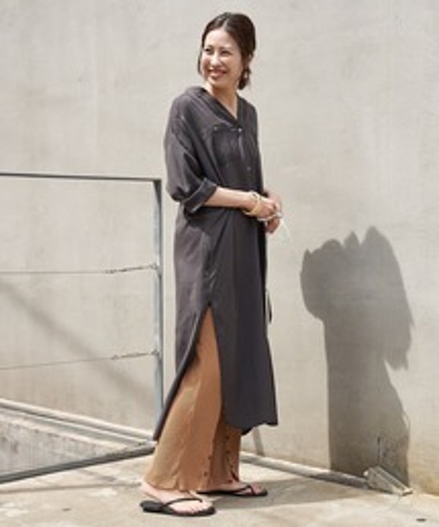 【テンセル(TM)繊維使用】OSOROミリタリーマキシシャツワンピース