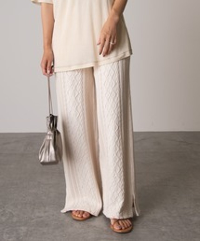 裾フリンジケーブルパンツ