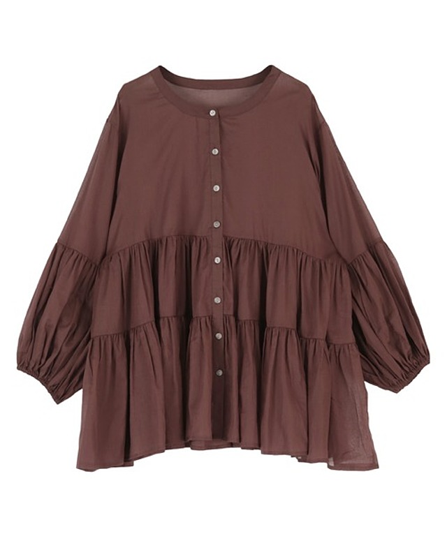 シアーティアードシャツブラウス