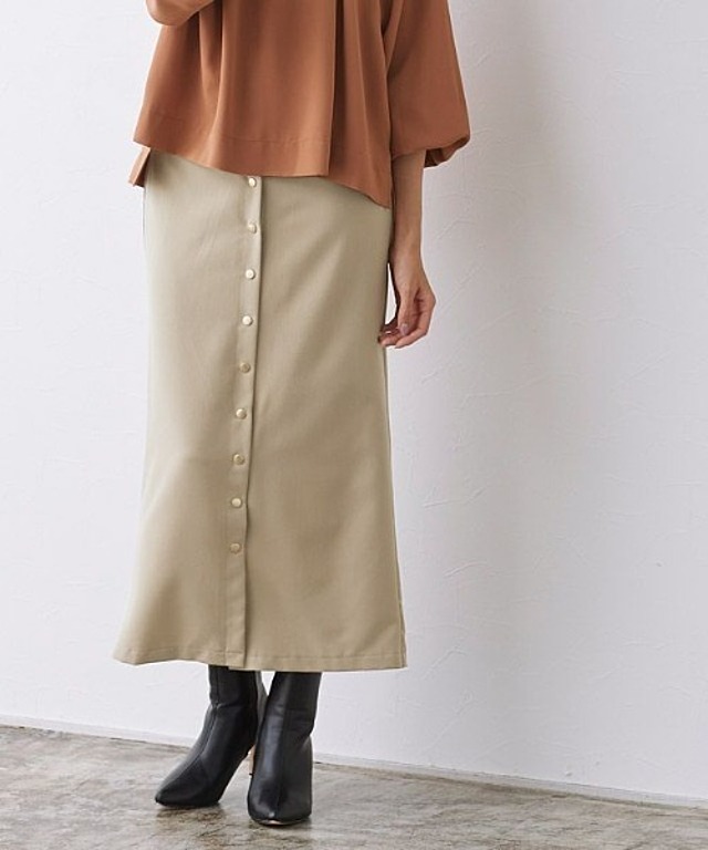フロントボタンロングスカート