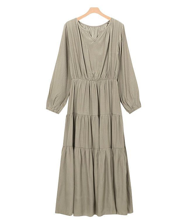 キーネックティアードワンピース