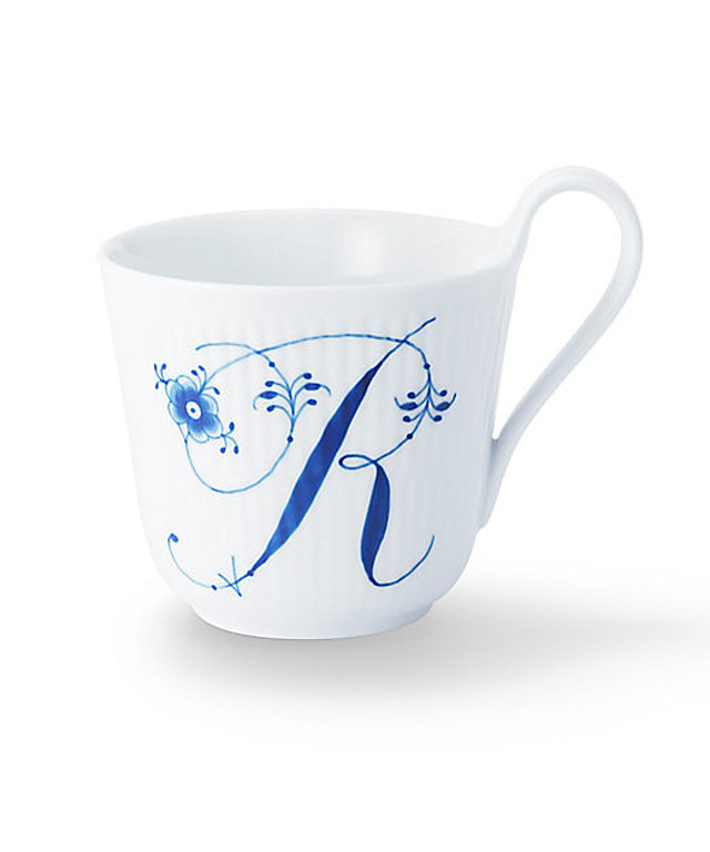 ブルーフルーテッド プレイン アルファベットマグ