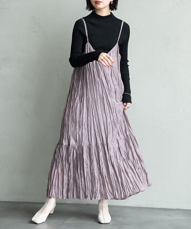 ワッシャーロングキャミワンピース