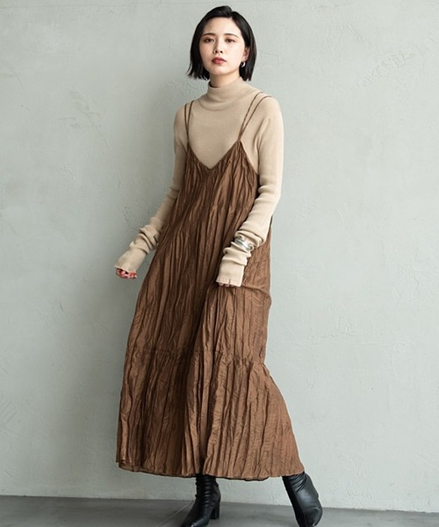 ワッシャーロングキャミワンピース