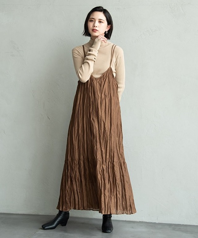 ワッシャーロングキャミワンピース